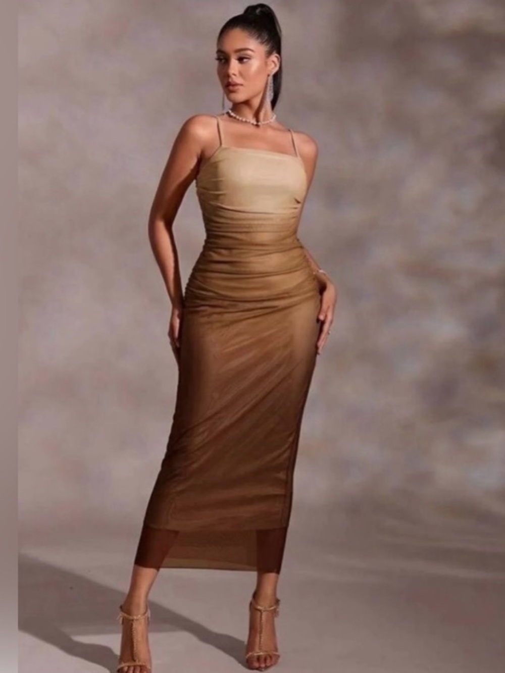 Brown Ombre Midi Dress